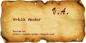 Vrbik Andor névjegykártya