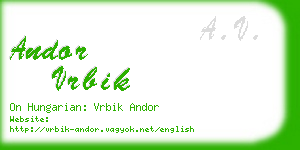 andor vrbik business card